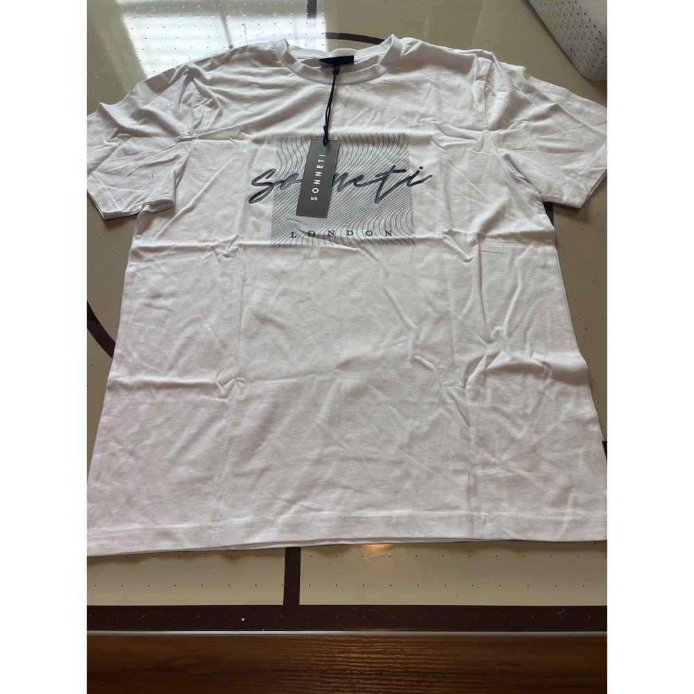 Sonneti London Mens Graphic T-Shirt White Crew Neck Short Sleeve Large NWT